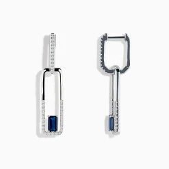 Effy Jewelry Royale Bleu 14K White Gold Sapphire and Diamond Drop Earrings | Earrings