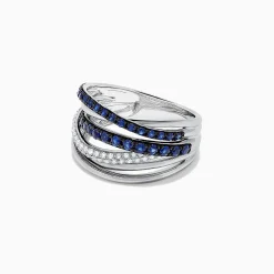 Effy Jewelry Royale Bleu 14K White Gold Blue Sapphire u0026 Diamond Ring, 0.91 TCW | Rings