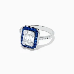 BH Multi Royale Bleu 14K White Gold Blue Sapphire and Diamond Deco Ring | Rings