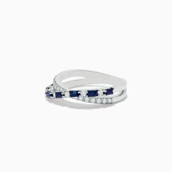 BH Multi Royale Bleu 14K White Gold Blue Sapphire and Diamond Crossover Ring | Rings