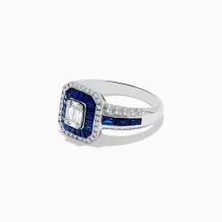 Effy Jewelry Royale Bleu 14k White Gold Blue Sapphire and Diamond Ring | Rings