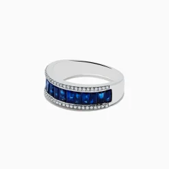 Effy Jewelry Royale Bleu 14K White Gold Blue Sapphire and Diamond Ring | Rings