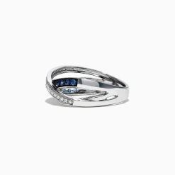 Effy Jewelry Royale Bleu 14K White Gold Blue Sapphire and Diamond Ring, 0.39 TCW | Rings