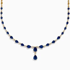 Effy Jewelry Royale Bleu 14K Yellow Gold Blue Sapphire and Diamond Necklace | Necklaces & Pendants