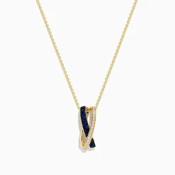 Effy Jewelry Royale Bleu 14K Yellow Gold Blue Sapphire and Diamond Pendant | Necklaces & Pendants