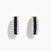 Effy Jewelry Royale Bleu 14K Yellow Gold Blue Sapphire and Diamond Hoop Earrings | Earrings