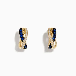 Effy Jewelry Royale Bleu 14K Yellow Gold Blue Sapphire and Diamond Earrings | Earrings