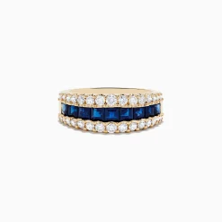 Effy Jewelry Royale Bleu 14K Yellow Gold Blue Sapphire and Diamond Ring | Rings