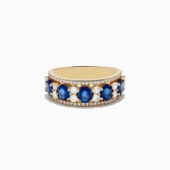Effy Jewelry Royale Bleu 14K Yellow Gold Blue Sapphire and Diamond Ring | Rings