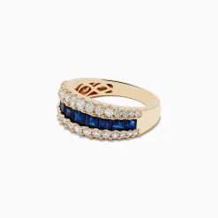 Effy Jewelry Royale Bleu 14K Yellow Gold Blue Sapphire and Diamond Ring | Rings