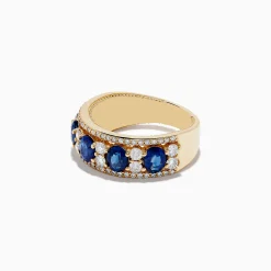 Effy Jewelry Royale Bleu 14K Yellow Gold Blue Sapphire and Diamond Ring | Rings