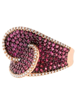 Effy Jewelry Ruby Royal 14K Rose Gold Pave Ruby Cocktail Ring, 2.64 TCW | Rings