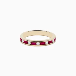 Effy Jewelry Ruby Royal 14K Yellow Gold Ruby and Diamond Channel-Set Stacking Band, 0.72 TCW | Rings