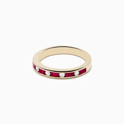 Effy Jewelry Ruby Royal 14K Yellow Gold Ruby and Diamond Channel-Set Stacking Band, 0.72 TCW | Rings