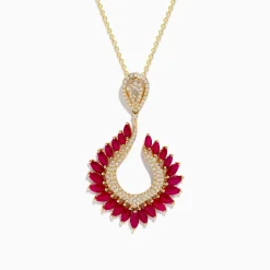 Effy Jewelry Ruby Royal Yellow Gold Ruby and Diamond Statement Pendant, 4.88 TCW | Necklaces & Pendants