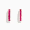 BH Multi Ruby Royale 14K Rose Gold Baguette Cut Ruby 3/4" Hoop Earrings | Earrings