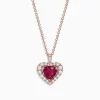 Effy Jewelry Ruby Royale 14K Rose Gold Heart Shaped Ruby Pendant, 1.28 TCW | Necklaces & Pendants