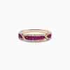 BH Multi Ruby Royale 14K Rose Gold Pave Ruby and Diamond Band, 0.44 TCW | Rings