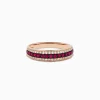 BH Multi Ruby Royale 14K Rose Gold Pave Ruby and Diamond Band, 0.38 TCW | Rings
