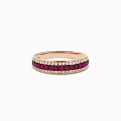 BH Multi Ruby Royale 14K Rose Gold Pave Ruby and Diamond Band, 0.38 TCW | Rings