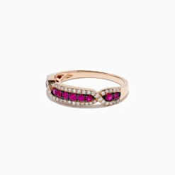 BH Multi Ruby Royale 14K Rose Gold Pave Ruby and Diamond Band, 0.44 TCW | Rings