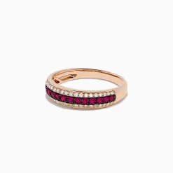 BH Multi Ruby Royale 14K Rose Gold Pave Ruby and Diamond Band, 0.38 TCW | Rings