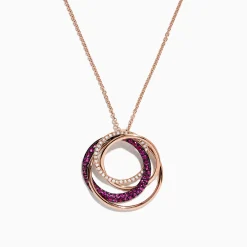 Effy Jewelry Ruby Royale 14K Rose Gold Ruby and Diamond Circles Pendant, 0.66 TCW | Necklaces & Pendants