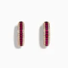 Effy Jewelry Ruby Royale 14K Rose Gold Ruby and Diamond Hoop Earrings, 0.55 TCW | Earrings