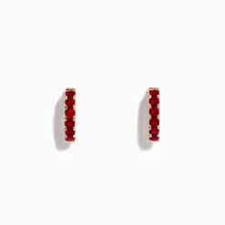 BH Multi Ruby Royale 14K Rose Gold Ruby Huggie Earrings, 0.57 TCW | Earrings