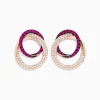 BH Multi Ruby Royale 14K Rose Gold Ruby and Diamond Intertwined Circles Earrings | Earrings