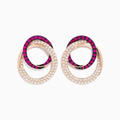BH Multi Ruby Royale 14K Rose Gold Ruby and Diamond Intertwined Circles Earrings | Earrings