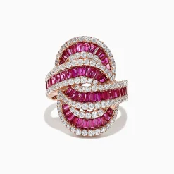 Effy Jewelry Ruby Royale 14K Rose Gold Ruby and Diamond Cocktail Ring, 3.78 TCW | Rings