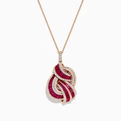 BH Multi Ruby Royale 14K Rose Gold Ruby and Diamond Intertwined Pendant, 2.83 TCW | Necklaces & Pendants