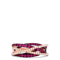 Effy Jewelry Ruby Royale 14K Rose Gold Ruby u0026 Diamond Crossover Band, 0.81 TCW | Rings