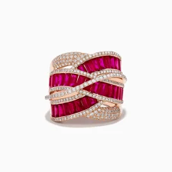 Effy Jewelry Ruby Royale 14K Rose Gold Ruby and Diamond Cocktail Ring | Rings