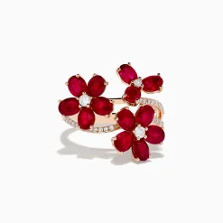 Effy Jewelry Ruby Royale 14K Rose Gold Ruby Flower Cocktail Ring | Rings