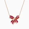BH Multi Ruby Royale 14K Rose Gold Ruby and Diamond Bow Necklace, 2.97 TCW | Necklaces & Pendants