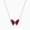 Effy Jewelry Ruby Royale 14K Rose Gold Ruby Butterfly Necklace | Necklaces & Pendants