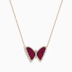 Effy Jewelry Ruby Royale 14K Rose Gold Ruby Butterfly Necklace | Necklaces & Pendants