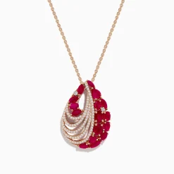 Effy Jewelry Ruby Royale 14K Rose Gold Ruby and Diamond Pendant 3.79 TCW | Necklaces & Pendants