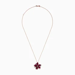 Effy Jewelry Ruby Royale 14K Rose Gold Ruby and Diamond Flower Pendant | Necklaces & Pendants