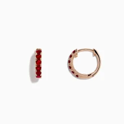 BH Multi Ruby Royale 14K Rose Gold Ruby Huggie Earrings, 0.57 TCW | Earrings