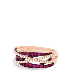 Effy Jewelry Ruby Royale 14K Rose Gold Ruby u0026 Diamond Crossover Band, 0.81 TCW | Rings