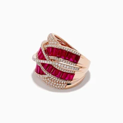 Effy Jewelry Ruby Royale 14K Rose Gold Ruby and Diamond Cocktail Ring | Rings
