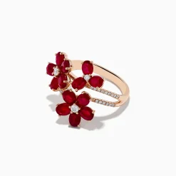 Effy Jewelry Ruby Royale 14K Rose Gold Ruby Flower Cocktail Ring | Rings