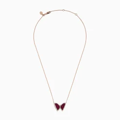 Effy Jewelry Ruby Royale 14K Rose Gold Ruby Butterfly Necklace | Necklaces & Pendants