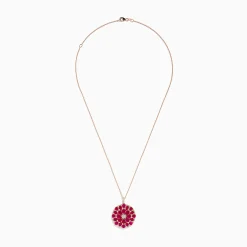 Effy Jewelry Ruby Royale 14K Rose Gold Ruby and Diamond Flower Pendant | Necklaces & Pendants