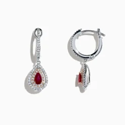 Effy Jewelry Ruby Royale 14K Two Tone Gold Pear Shaped Ruby Drop Earrings, 0.87 TCW | Earrings