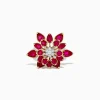 BH Multi Ruby Royale 14K Two-Toned Gold Spinning Ruby Flower Cocktail Ring | Rings