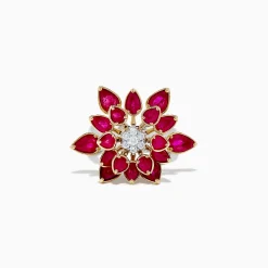 BH Multi Ruby Royale 14K Two-Toned Gold Spinning Ruby Flower Cocktail Ring | Rings
